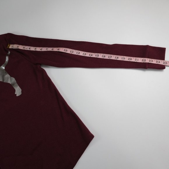 NWT Victoria's Secret PINK Burgundy Long Sleeve Waffle Knit Crop Thermal L NEW - Picture 12 of 12
